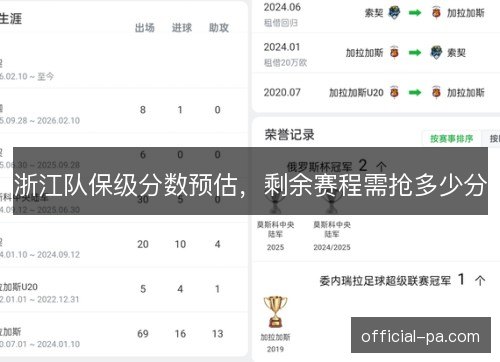 浙江队保级分数预估，剩余赛程需抢多少分